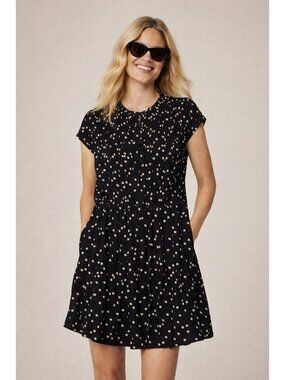 ✨ NWT J. Crew Black Ditsy Floral Pintuck Shift Mini Dress PL ✨